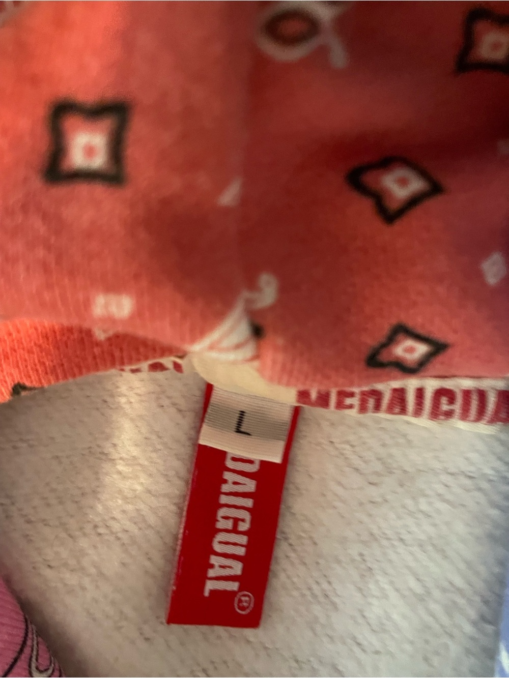 MEDAIGUAL Bandana Paisley Multicolor Fleece Pullover Hoodie Pockets Drawstring L - Picture 7 of 8